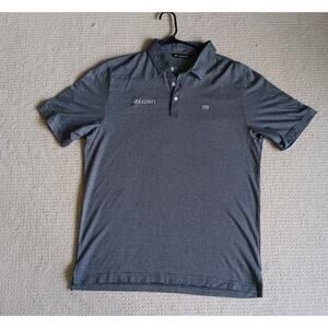 Travis Mathew Golf Polo Shirt Men's L Meiomi Grey w PGA Tour Official Wine Patch